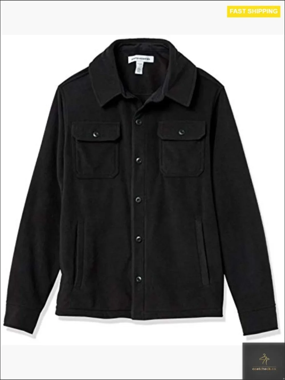 Men's Long-Sleeve Polar Fleece Shirt Jacket for Winter Regular Fit Button Front